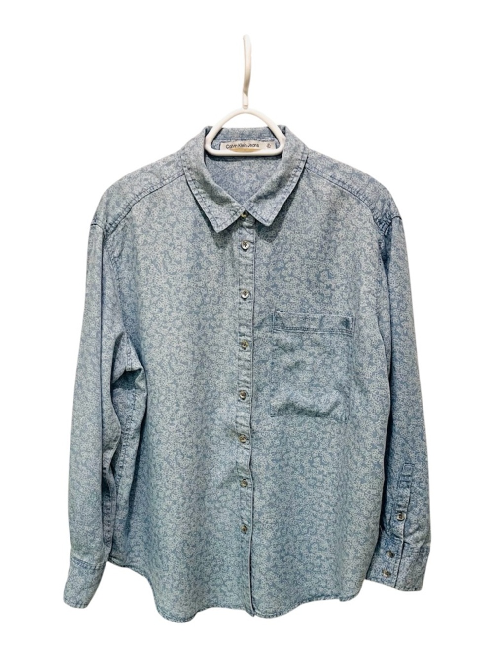 2/$20 - Casual Light Blue Printed Button-Up Shirt - Calvin Klein Jeans - XL
